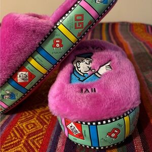 Rare! HASBRO 2001 Monopoly Board Game Fur Slippers Go-To-Jail Text